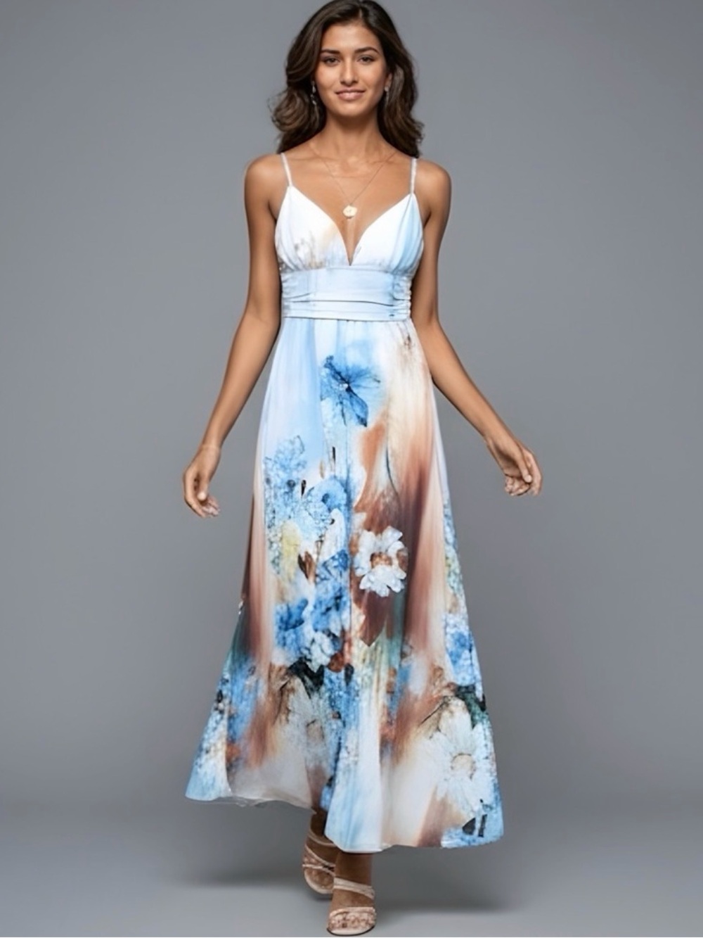 Backless Floral Print Cami Dress